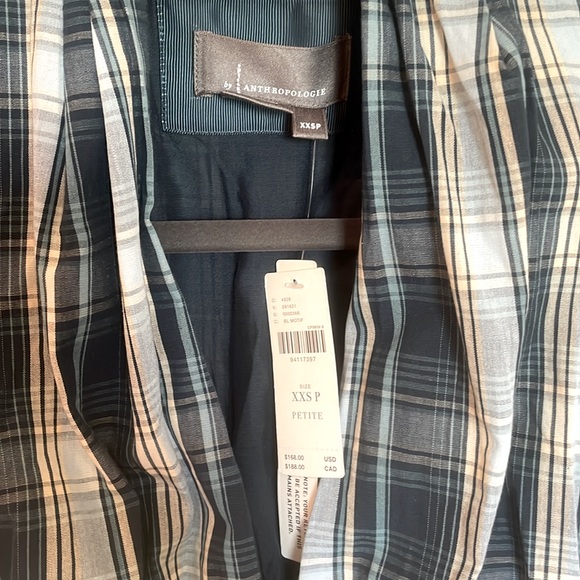 NWT Anthropologie THE TOMMIE SHIRT DRESS XXS Petite Blue Motif - Picture 2 of 3